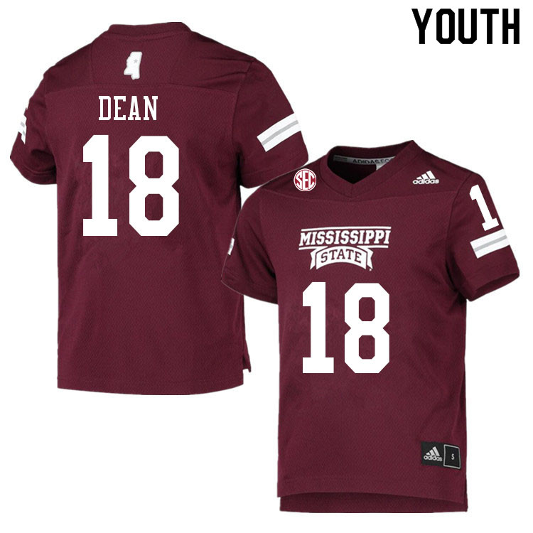 Youth #18 Janari Dean Mississippi State Bulldogs College Football Jerseys Sale-Maroon - Click Image to Close